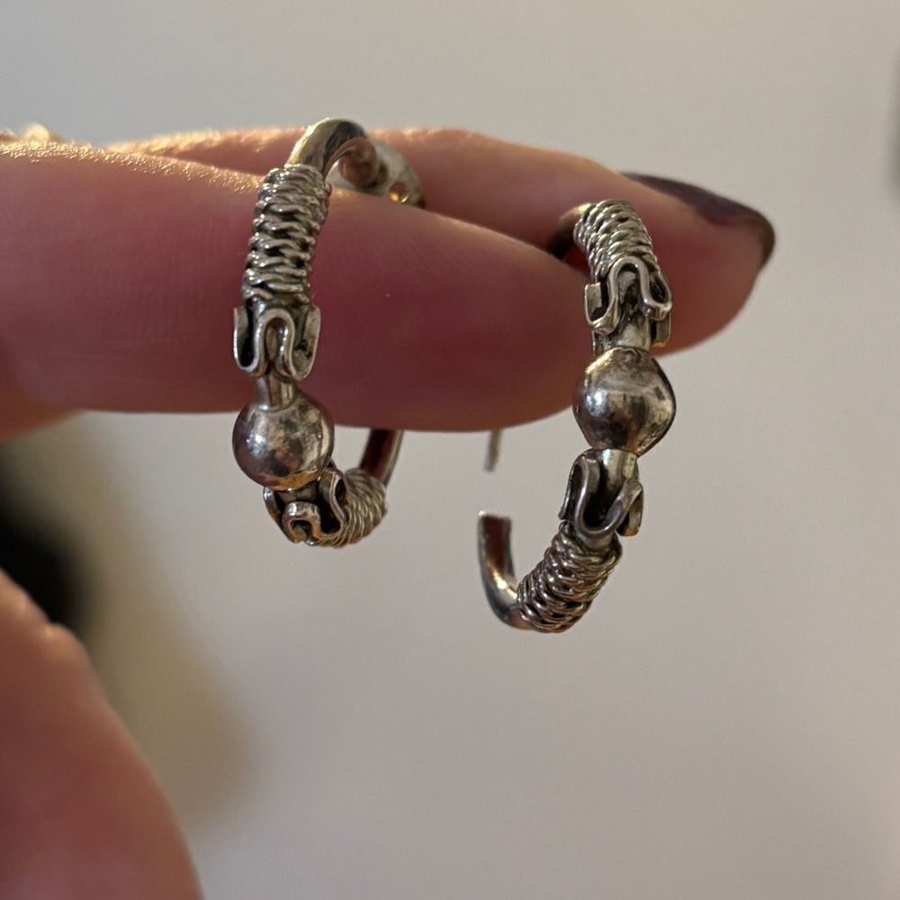 Vintage Silver 3/4 hoop earrings made in Mexico
